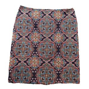 Talbots Womens Size 16 Medallion Print Pencil Skirt Cotton Stretch